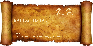 Kállay Helén névjegykártya